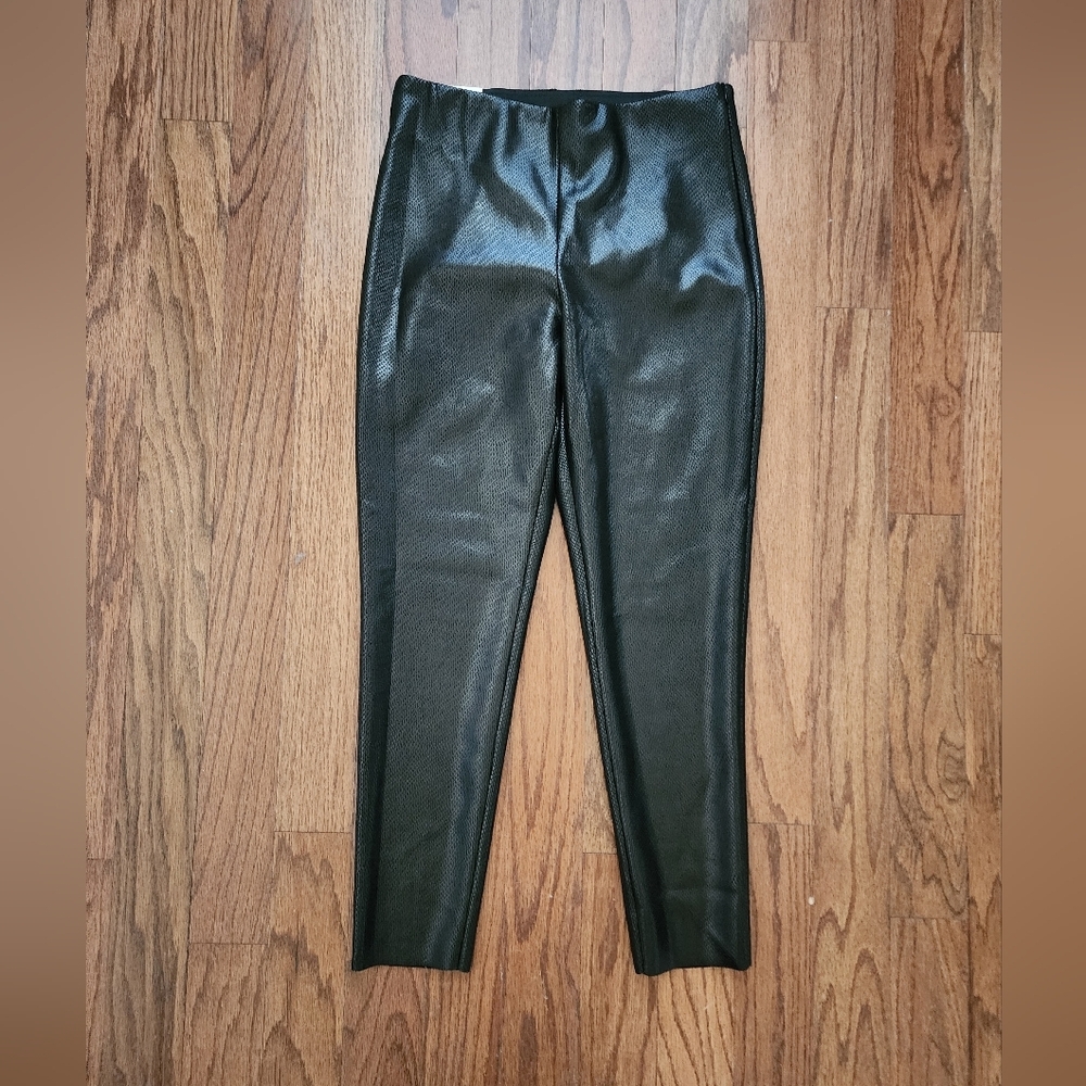 Zara Women’s Faux Leather Reptile Hi-Rise Black Size Large Legging NEW